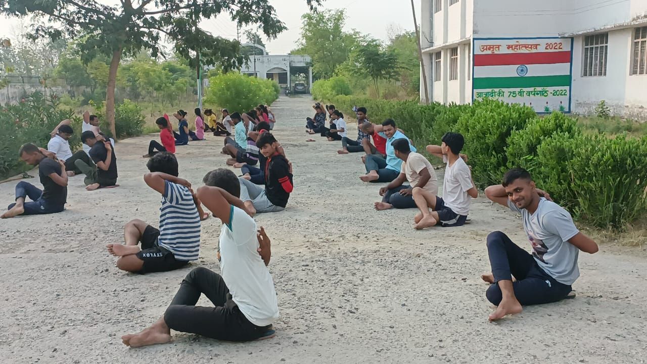 Yoga session on campus